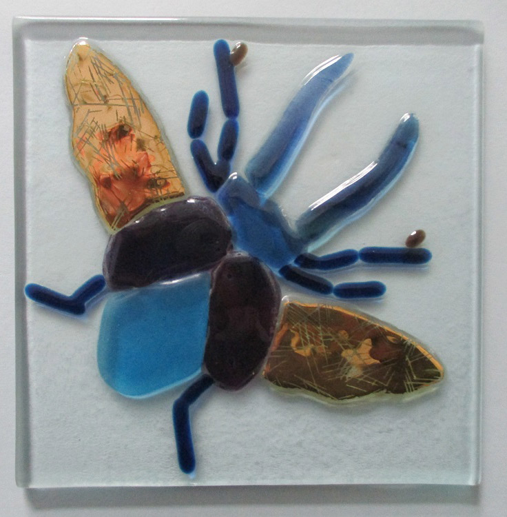 beetle stained glass tile