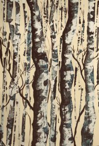 Painting of birch trees