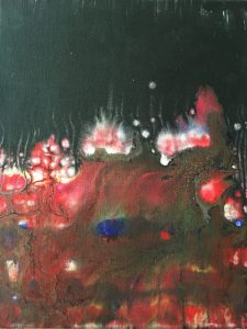 Abstract red and blue painting