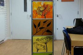 Stained glass flower panels