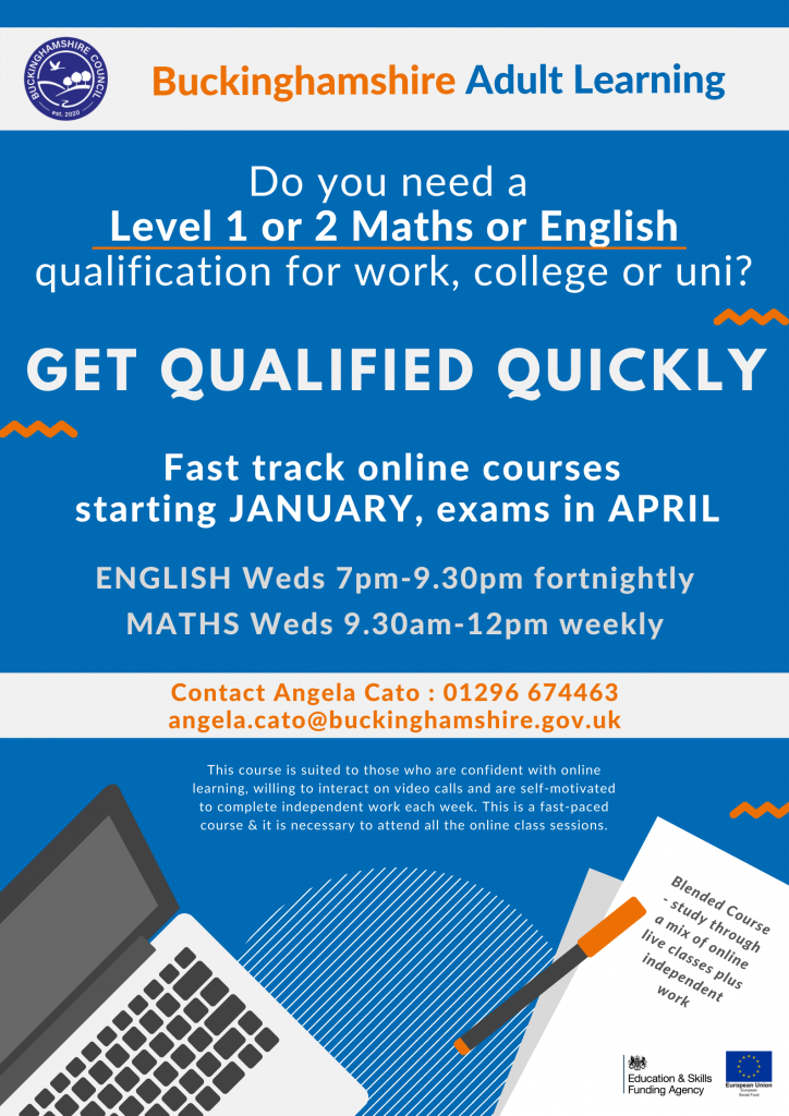 Get Qualified Quickly English and maths poster