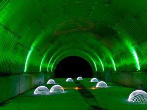 Night photography scene of tunnel