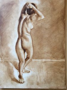 Pastel drawing of a nude woman