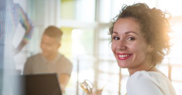 Woman working on laptop