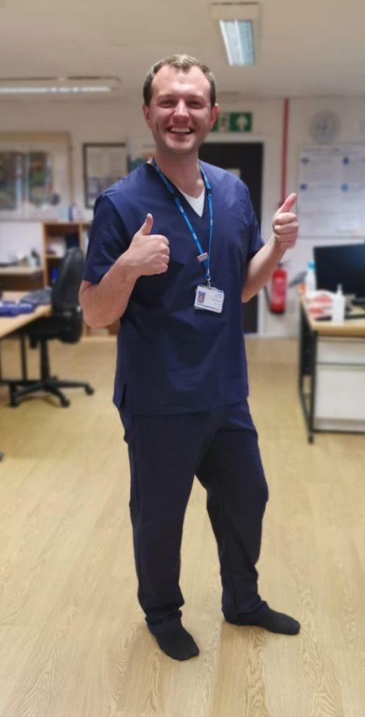NHS staff in hospital scrubs