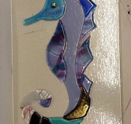 Stained glass seahorse