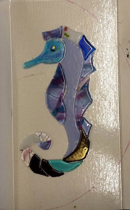 Stained glass seahorse